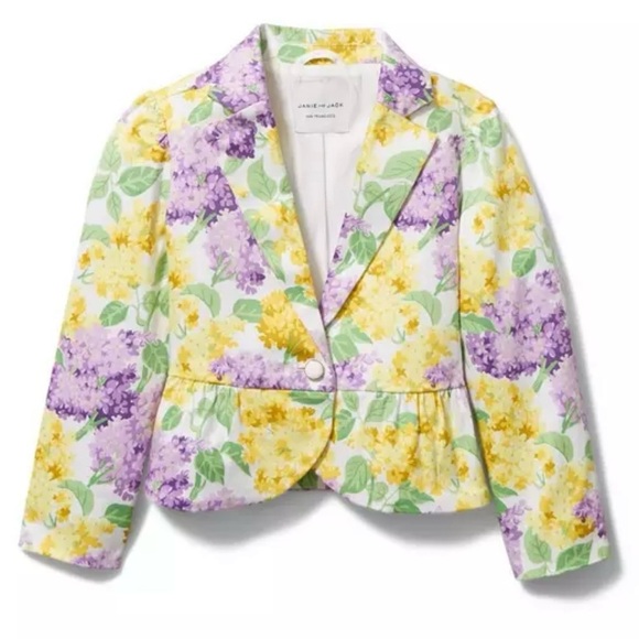 Janie and Jack Floral Sateen Peplum Jacket White Floral Size 4 Girls Spring NEW - Picture 4 of 8